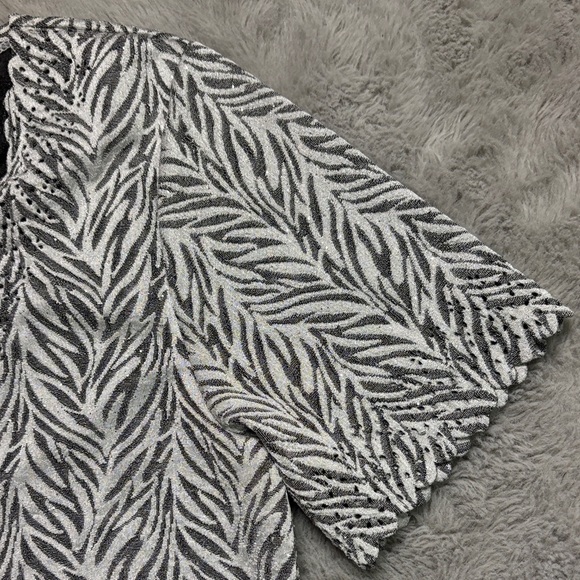 Chico's Black and White Leaf Print Blouse - Picture 4 of 6